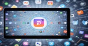 Moobitel sa ikonicama društveinh mreža u pozadini