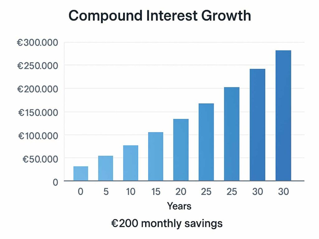 Financial literacy: 17 tips to start saving 2 Financial literacy - savings for 30 years - chart