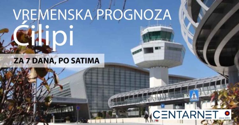 Zračna luka Dubrovnik - Ćilipi - vremenska prognoza za 7 dana po satu