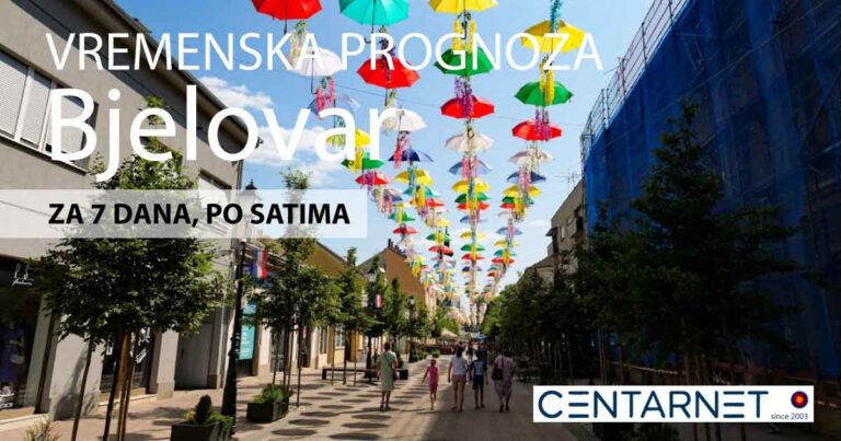 Vremenska prognoza za Bjelovar za 7 dana po satima